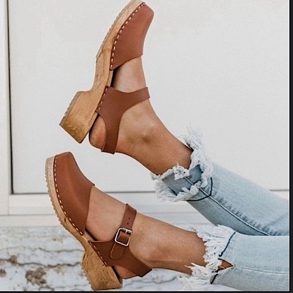 Free People Shoes - MIA Cognac Brown Leather Clog Mules